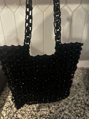 Elegant Black Beaded Evening Tote - Designer-Inspired